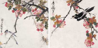 陈子奋 花鸟 镜心（二开）